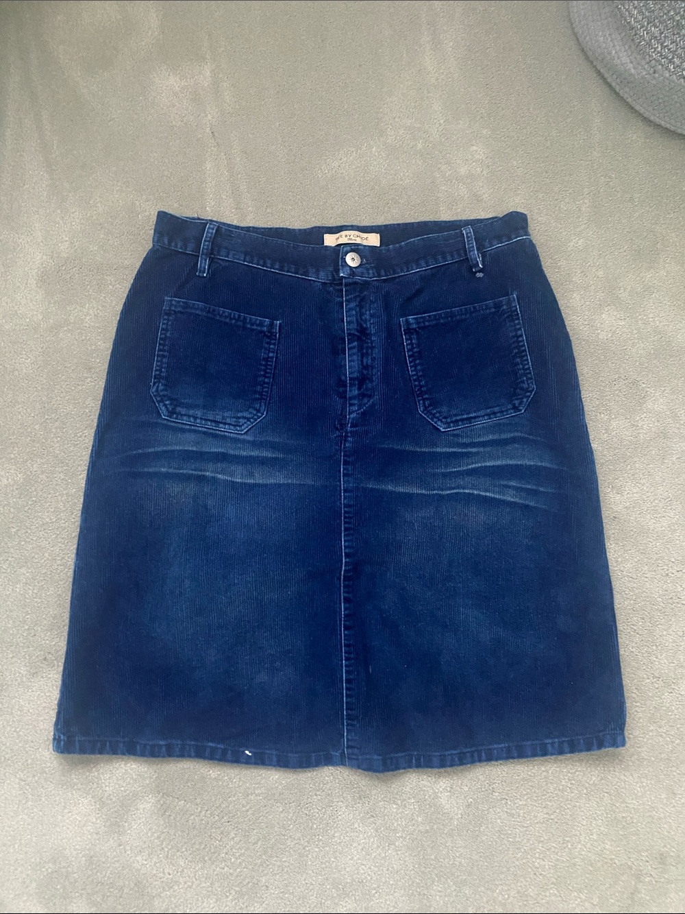 See By Chloé Indigo Denim Mini Skirt with Front Patch Pockets